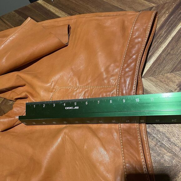 Cache Leather Pants Sz 8 Rock‎ Western Concert Party Camel Bootcut Y2K NOTE - Picture 7 of 10